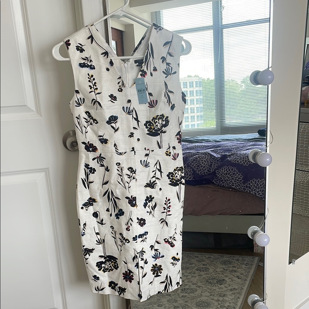 Ann Taylor White and Black Sheath Midi Dress